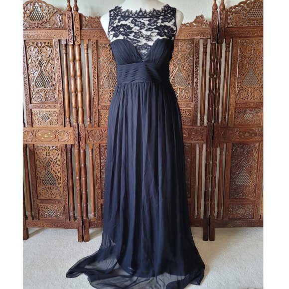 Aidan Mattox Embellished Lace and Silk Chiffon Gown - Black - 4 - Picture 1 of 12